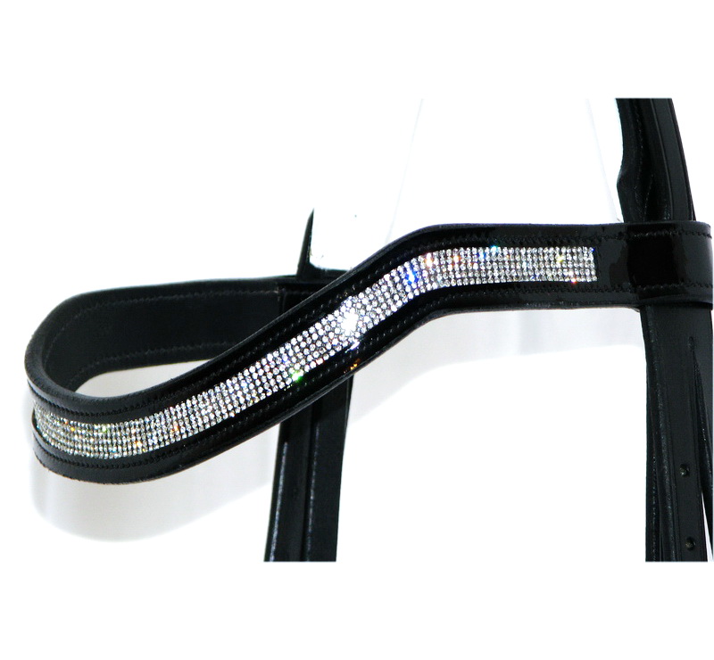 New 15" Black Shaped sparky two tone golden/silver Crystal Browband cob V 