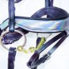 FSS Soft Leather Unicorn Hologram Cut Away Shaped Padded Crank Noseband~Twin Buckle