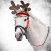 Fluffy Fur Trim Christmas Festive Outfit Fleece Jingle Bells Bridle Rein Covers/Sleeves