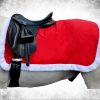 SANTA EXERCISE SHEET Fluffy Fur Trim Christmas Festive Outfit Fleece Ride On Under Saddle Rug