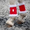 SANTA LEG WRAPS Fluffy Fur Trim Christmas Festive Outfit Fleece Boot/Bandage Covers 4x
