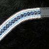 FSS Glimmer Navy Montana Light Sapphire Blue Clear Swarovski Crystal Bling Curve Browband
