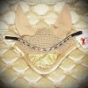 FSS Shimmer Champagne Mocha Brown Honey & Gold Crystal Bling Curve V Browband