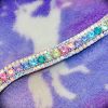 FSS Shimmer RAINBOW Unicorn Hologram AB Pink Lilac Aqua Green Yellow Blue Crystal Bling Curve V Browband