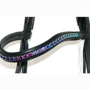 FSS Peacock DAZZLE OMBRE FADE 6mm Crystal Bling Browband PURPLE➟AMETHYST PLUM➟LAVENDER➟CAPRI BLUE➟TEAL AQUA   🦚