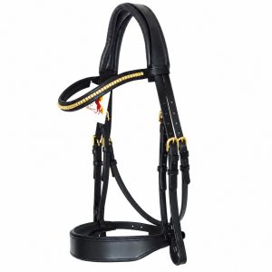 FSS Freeform Monocrown Padded Hunter Worker Show Bridle Cut Away Sides Flat Noseband CLENCHER Browband BRASS